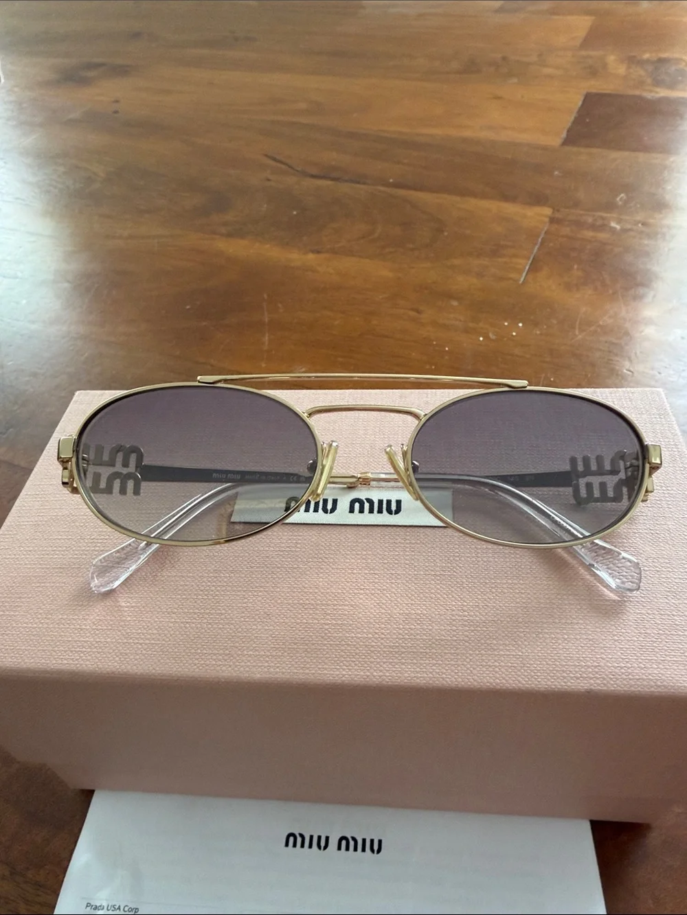 💯 Authentic Miu Miu Gold Frame Sunglasses with Pink Gradient Lenses - $400 FIRM